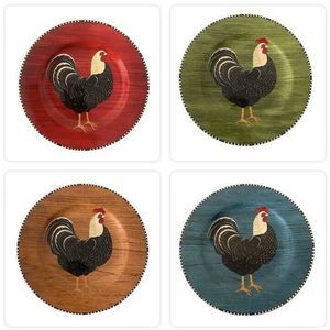 Set of 4 Sakura Warren Kimble 1999 Rooster Salad Dessert Plates Stoneware 8 1/4"